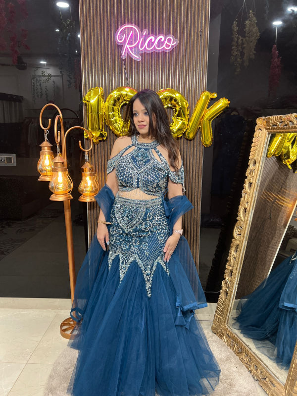 HEAVY WORK FISH CUT LEHENGA RC144